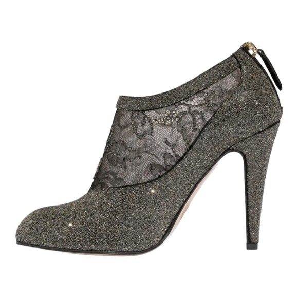 EUC Valentino Garavani Women's Black Lace Heeled Crystal Shoes Size 10 US 40 EU - Picture 3 of 13